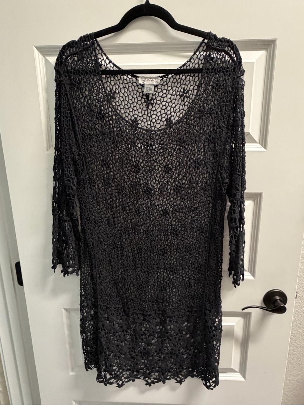 J Valdi Women's Black Crochet Swim Coverup